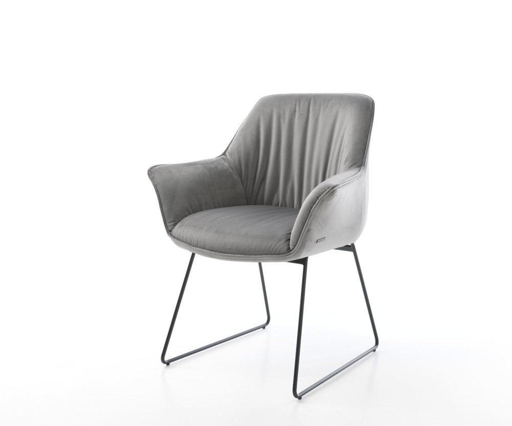 Jedálenská stolička Keila-Flex s opierkami zamat sivá tenká podstava