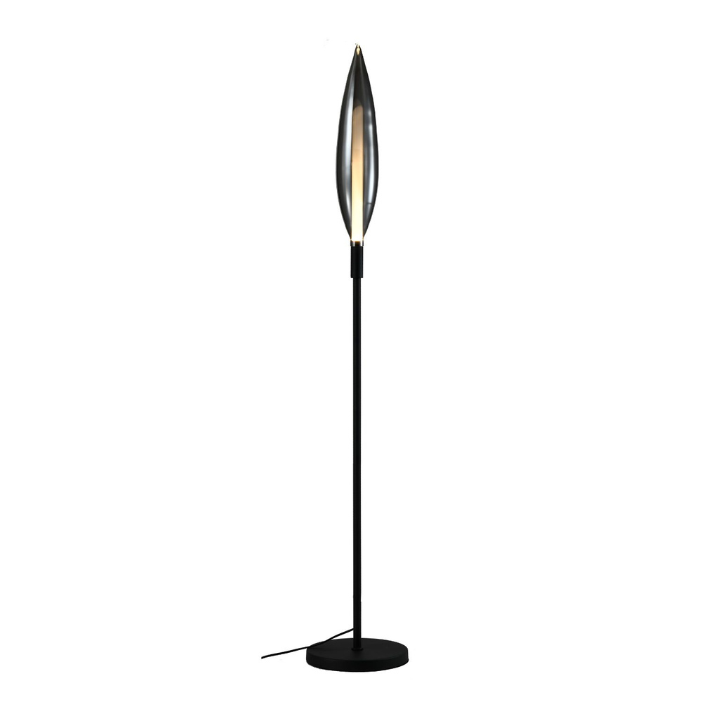 Lampa podłogowa Nordic szara szklany klosz dymiony nowoczesna metalowa