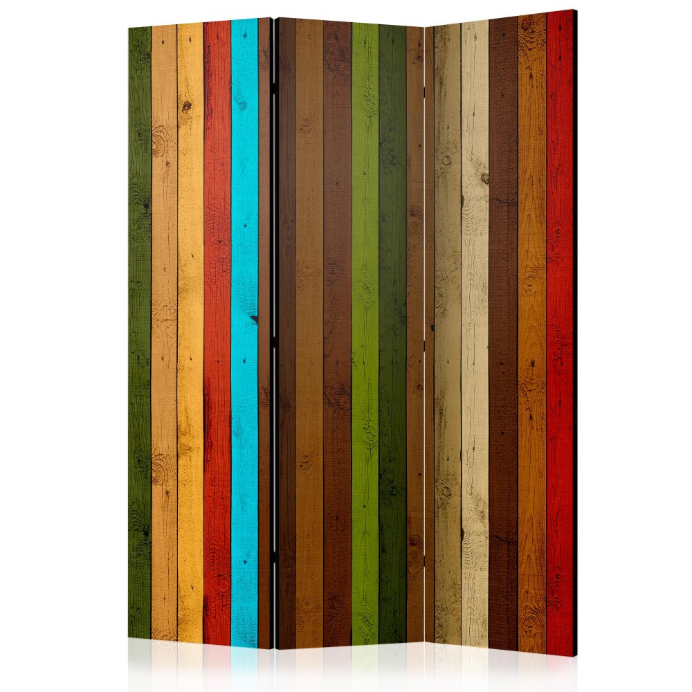 Paraván Wooden rainbow Dekorhome 135x172 cm (3-dielny)