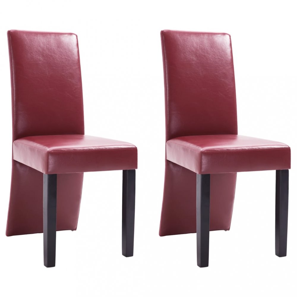 E-shop Jídelní židle 2 ks umělá kůže / dřevo  Vínová,Jídelní židle 2 ks umělá kůže / dřevo  Vínová
