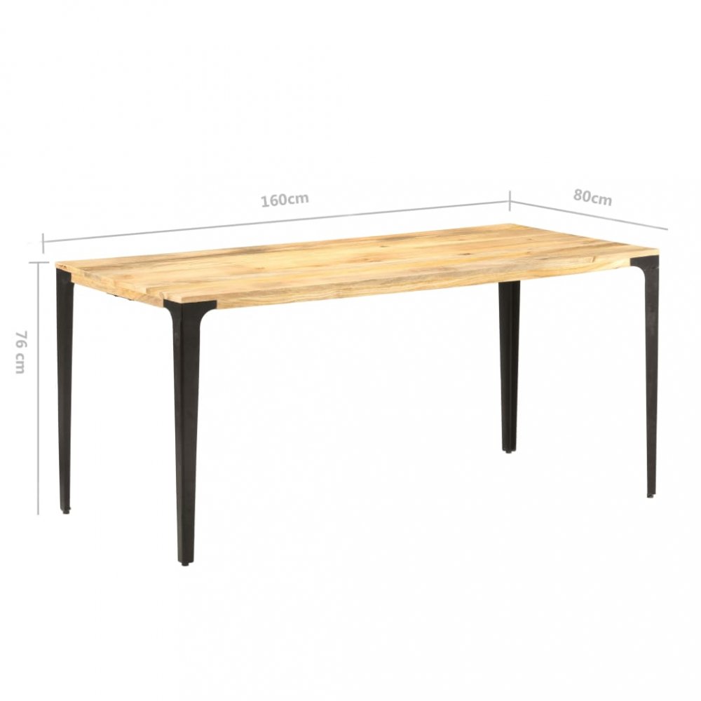 Jídelní stůl masivní dřevo / ocel Dekorhome 160x80x76 cm,Jídelní stůl masivní dřevo / ocel Dekorhome