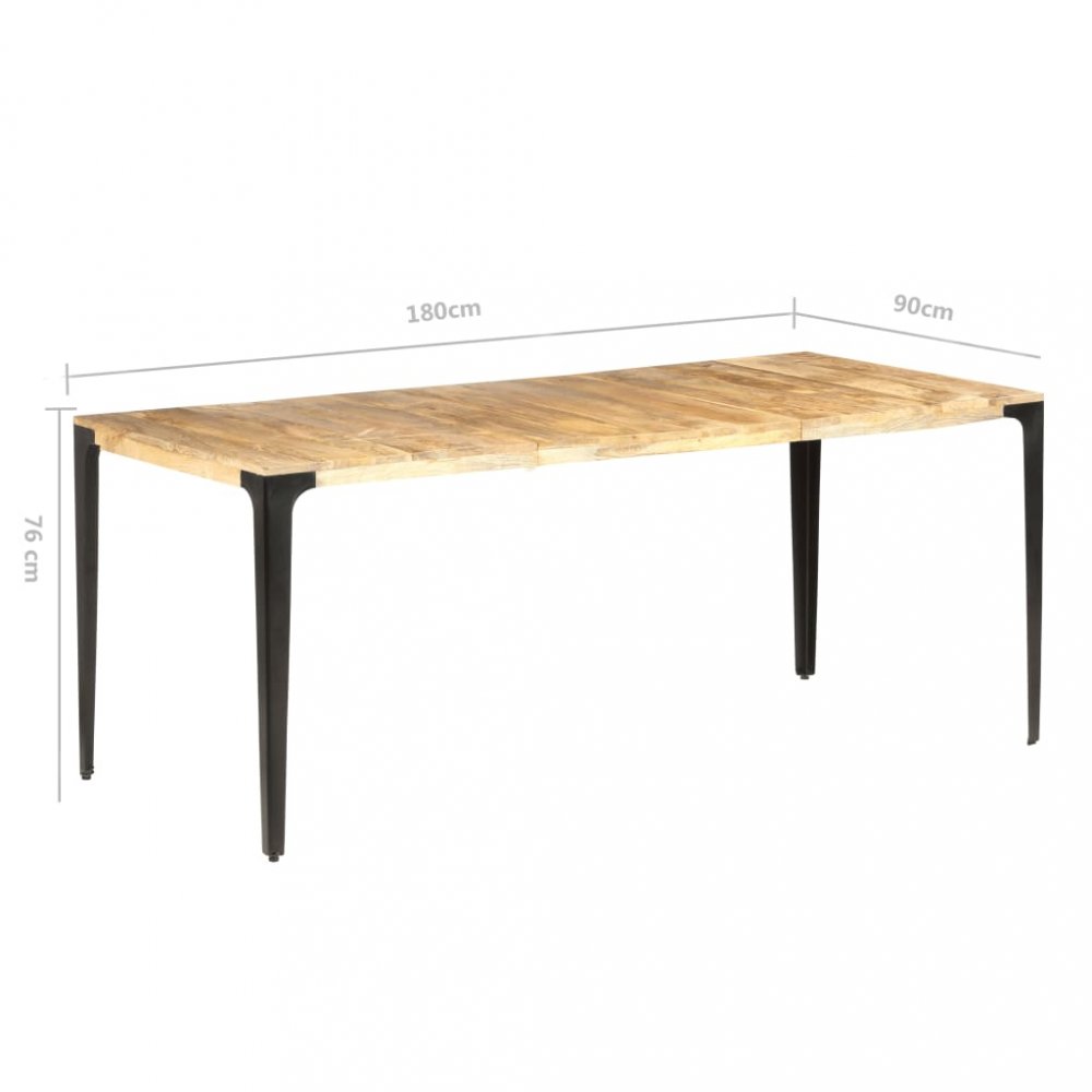 Jídelní stůl masivní dřevo / ocel Dekorhome 180x90x76 cm,Jídelní stůl masivní dřevo / ocel Dekorhome