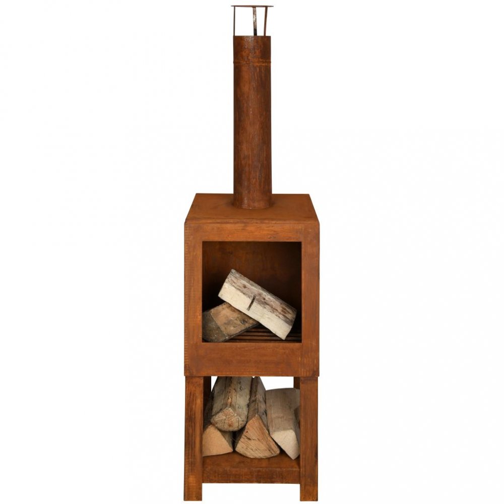 Zahradní krb s úložištěm na dřevo rezavý Dekorhome Obrázek