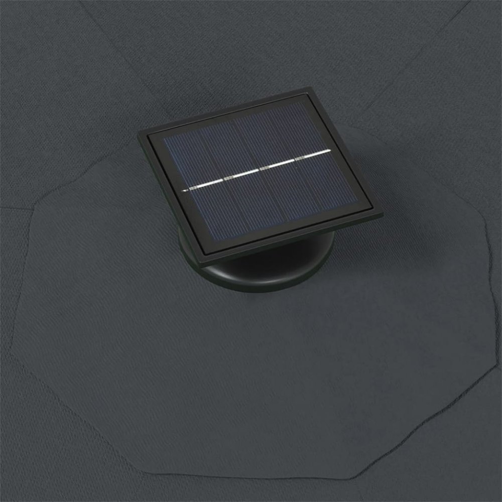 Nástenný slnečník s LED svetlami Ø 300 cm látka/kov Dekorhome Sivohnedá taupe