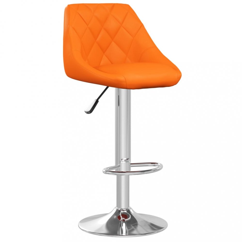E-shop Barová židle 2 ks umělá kůže / chrom  Oranžová,Barová židle 2 ks umělá kůže / chrom  Oranžová