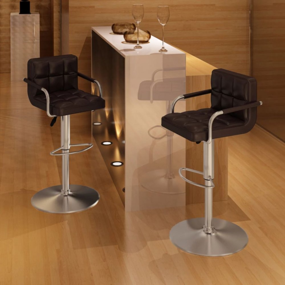 E-shop Barová židle 2 ks umělá kůže / chrom  Hnědá,Barová židle 2 ks umělá kůže / chrom  Hnědá