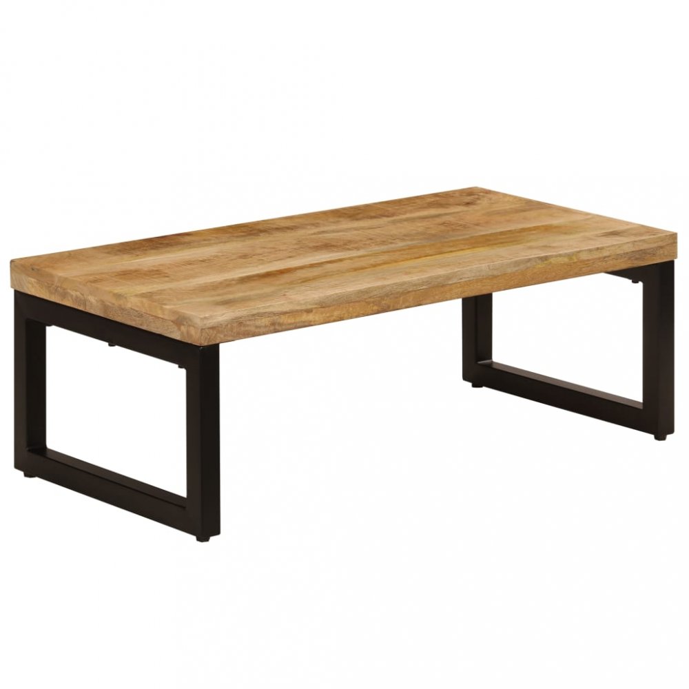E-shop Konferenční stolek masivní dřevo / kov  Mangovník / černá,Konferenční stolek masivní dřevo / kov  Mangovník / černá