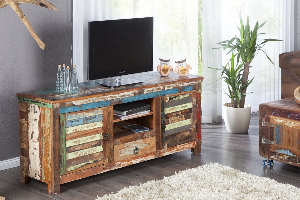 TV stolek IOKASTE Dekorhome Recyklované dřevo