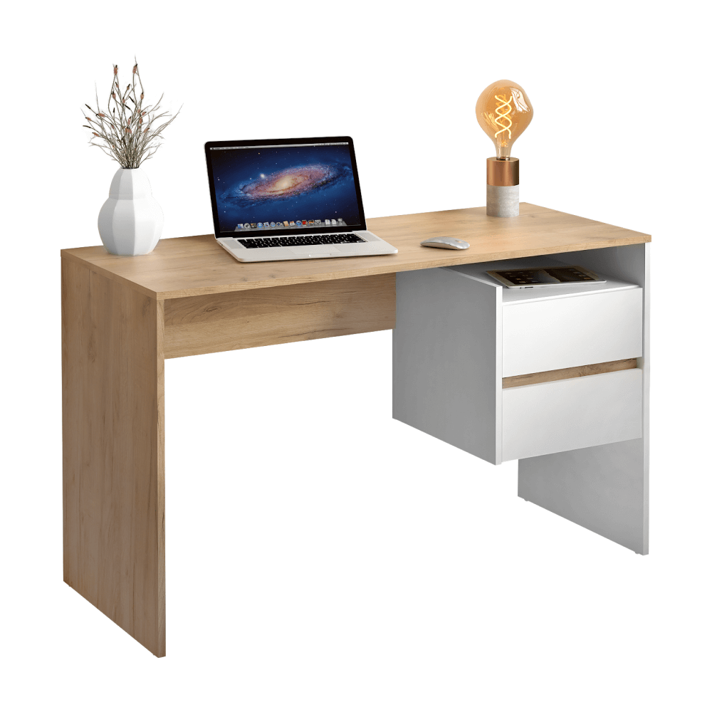 PC stôl so zásuvkami TULIO NEW Tempo Kondela Biela / dub