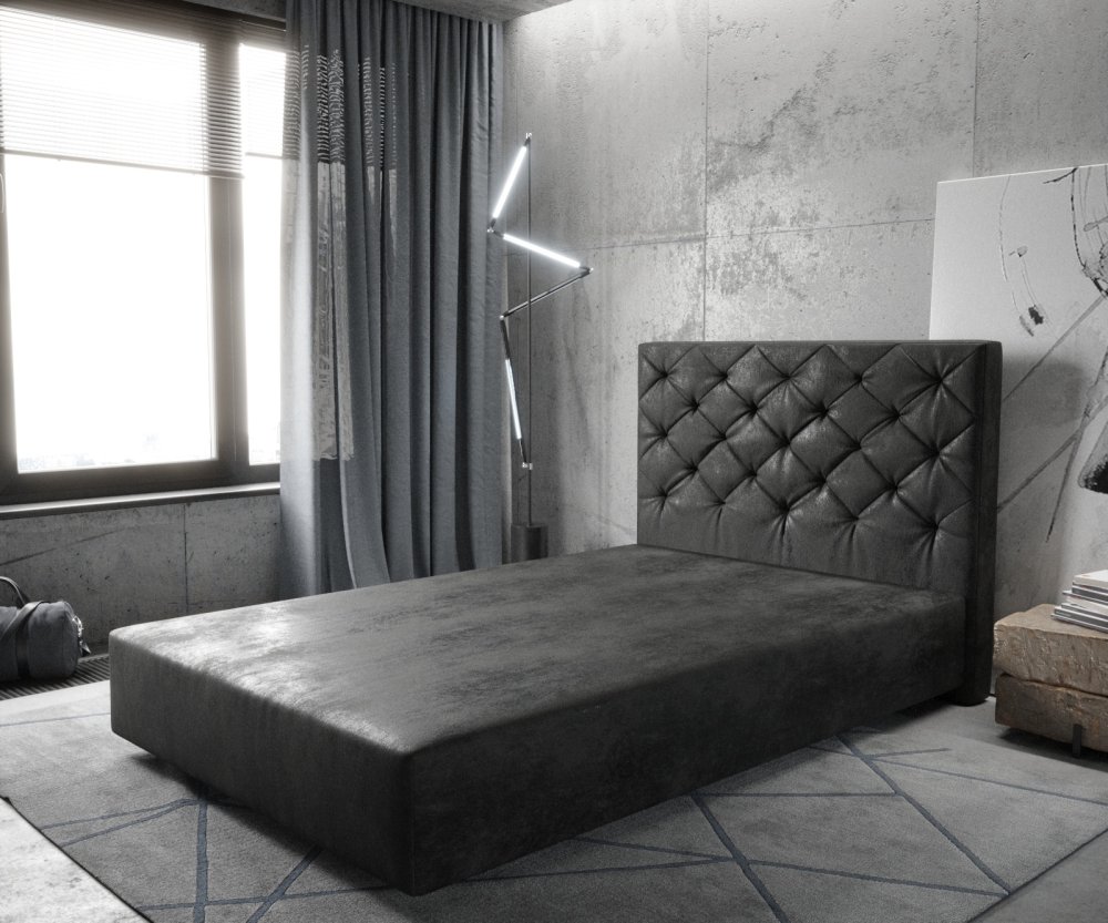 Boxspring posteľ Dream-Great z mikrovlákna antracit vintage 120x200 cm