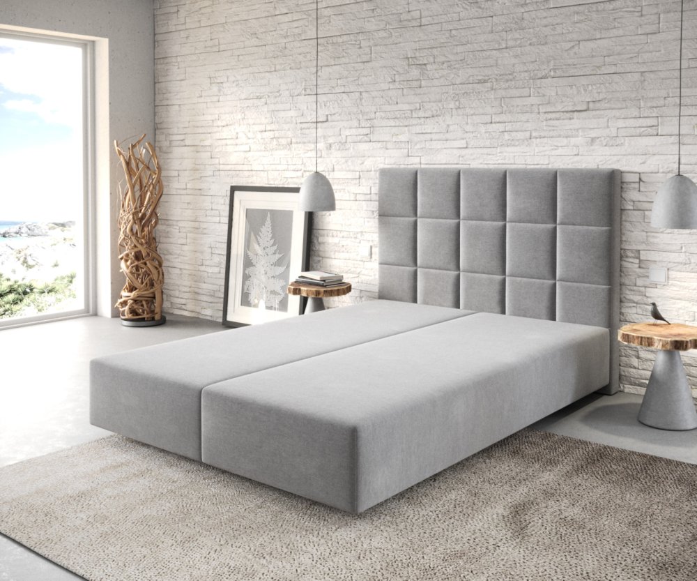 Boxspring posteľ Dream-Fine 140x200 cm z mikrovlákna sivá