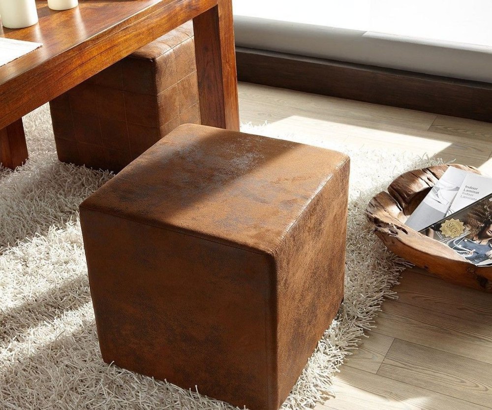Taburet Dado hnedý 45x45 cm vintage