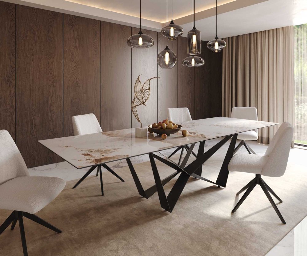 Jedálenský stôl Edge 300x100 keramický minas melange bielo-béžový