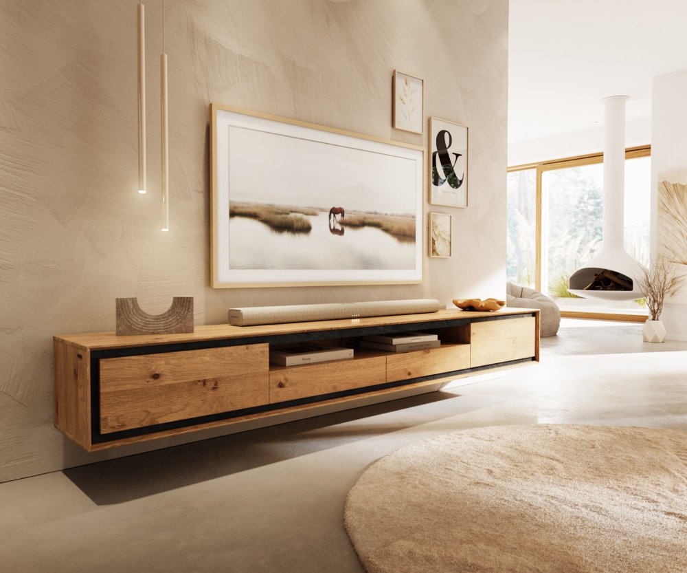 Stonegrace 240 cm TV stolík prírodný dub 2 dvierka 1 priehradka 2