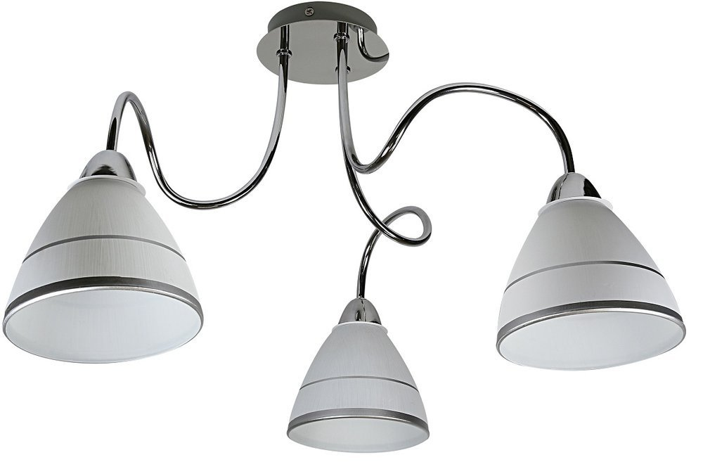 Chromová stropní lampa, skleněné stínidlo, 3x40W, E14, Elf