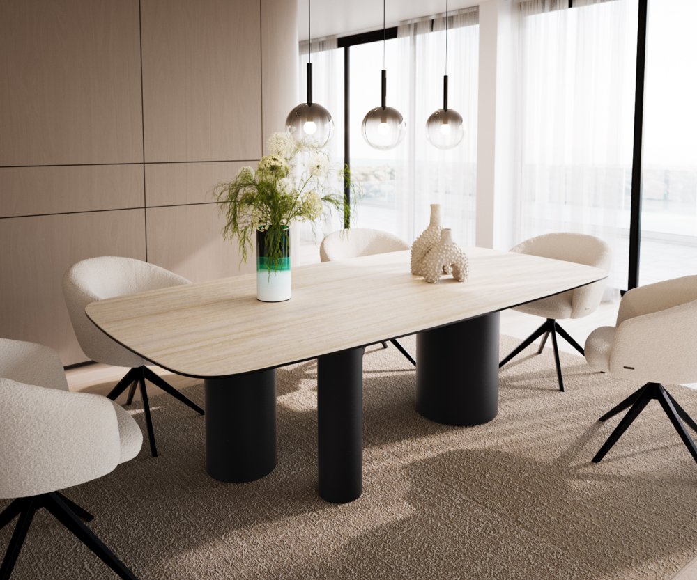 Jedálenský stôl Edge Boot 240x120 keramický travertín prírodný Troa
