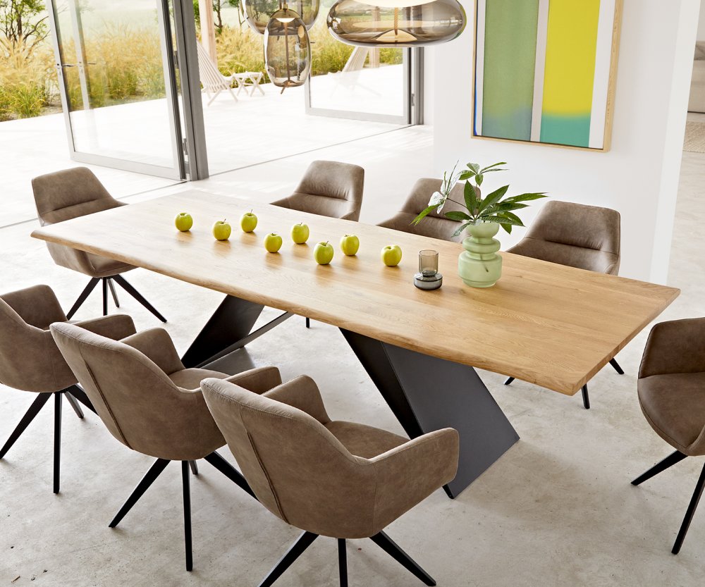 Jedálenský stôl Edge 260x100x2,5 cm dub prírodný podstava v tvare