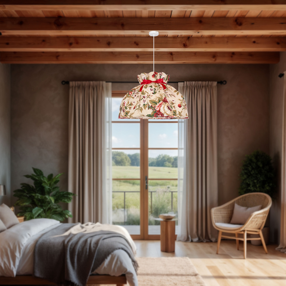 Závesná lampa ROZANO biela 1x40W E27 kvetinové tienidlo