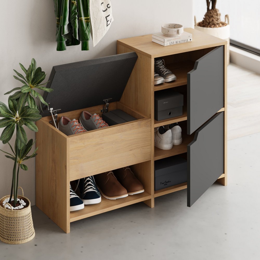Botník Haven Shoe Bench - Oak, Anthracite (obrázek 5)