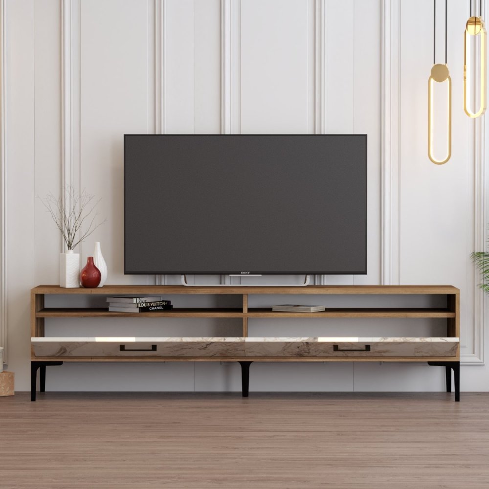TV stolek Istanbul 2 - Walnut White Marble (obrázek 5)