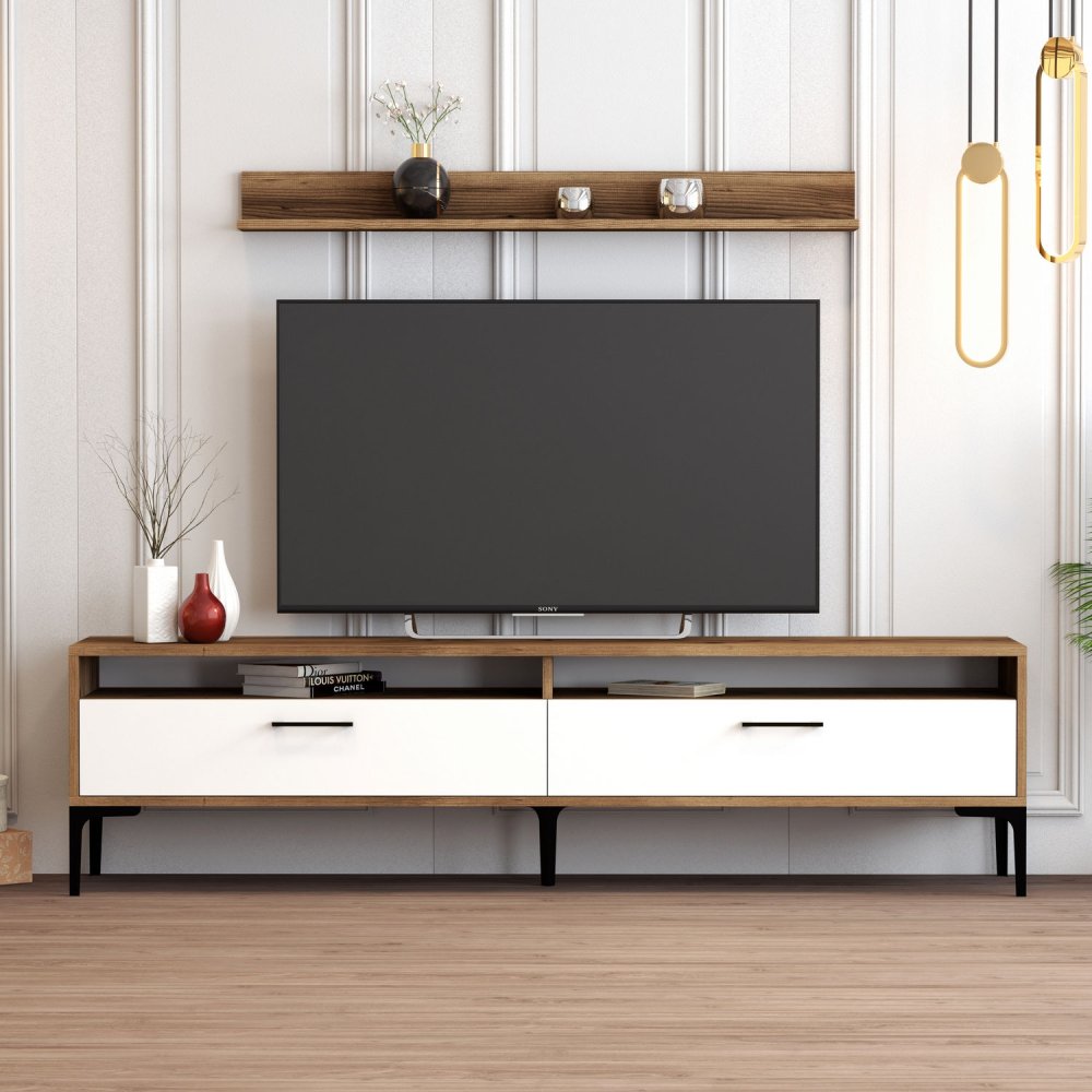 TV stěna / Sestava pod TV Istanbul - Walnut, White (obrázek 6)