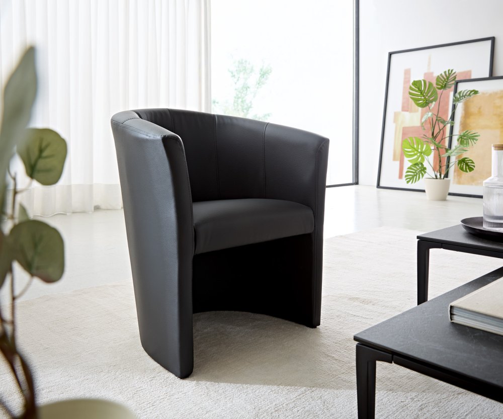 Koktailové kreslo Pieder čierna lounge čalúnené umelá koža