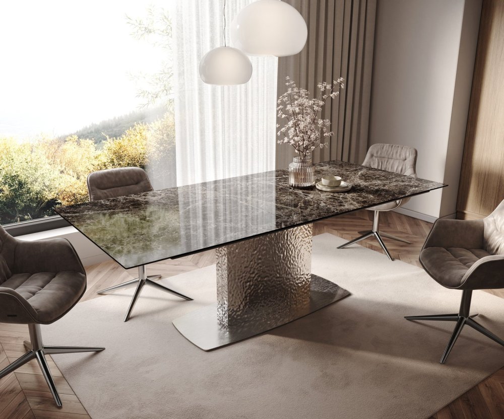 Jedálenský stôl Edge 180-220x100 keramika Laminam® Emperador Extra