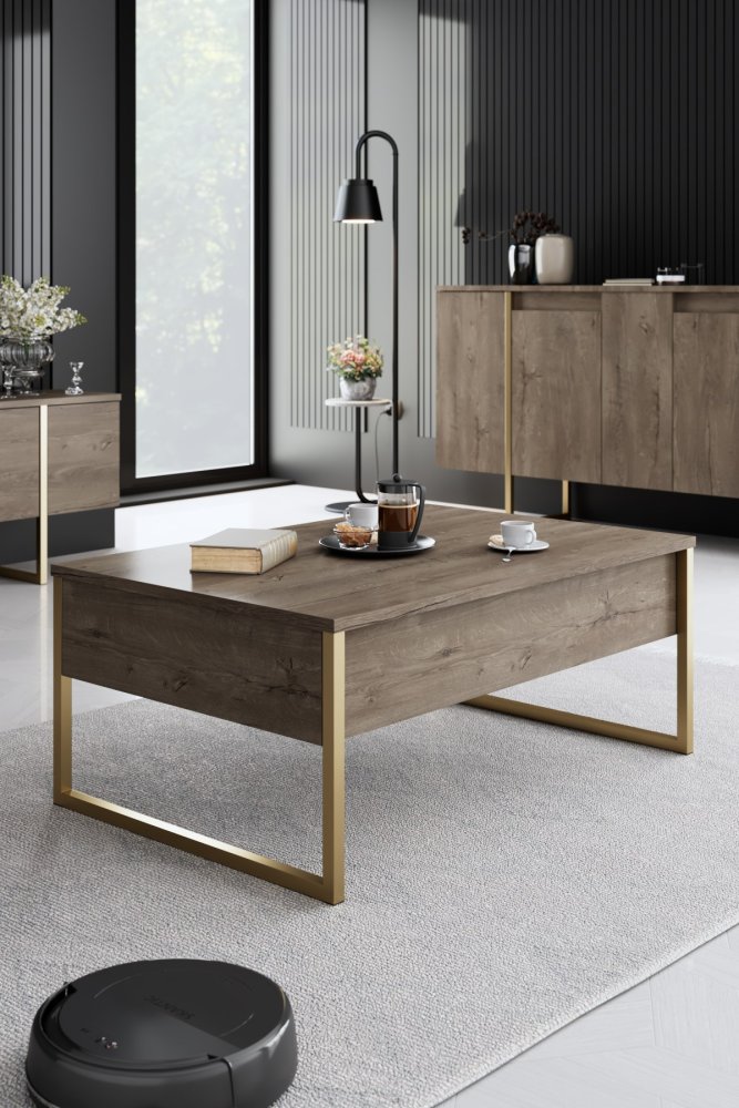 Living Room Furniture Set Luxe - Walnut, Gold (obrázek 13)