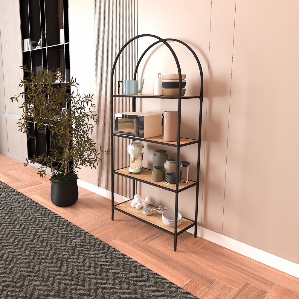 Knihovna Mona 80 - Black, Atlantic Pine (obrázek 6)