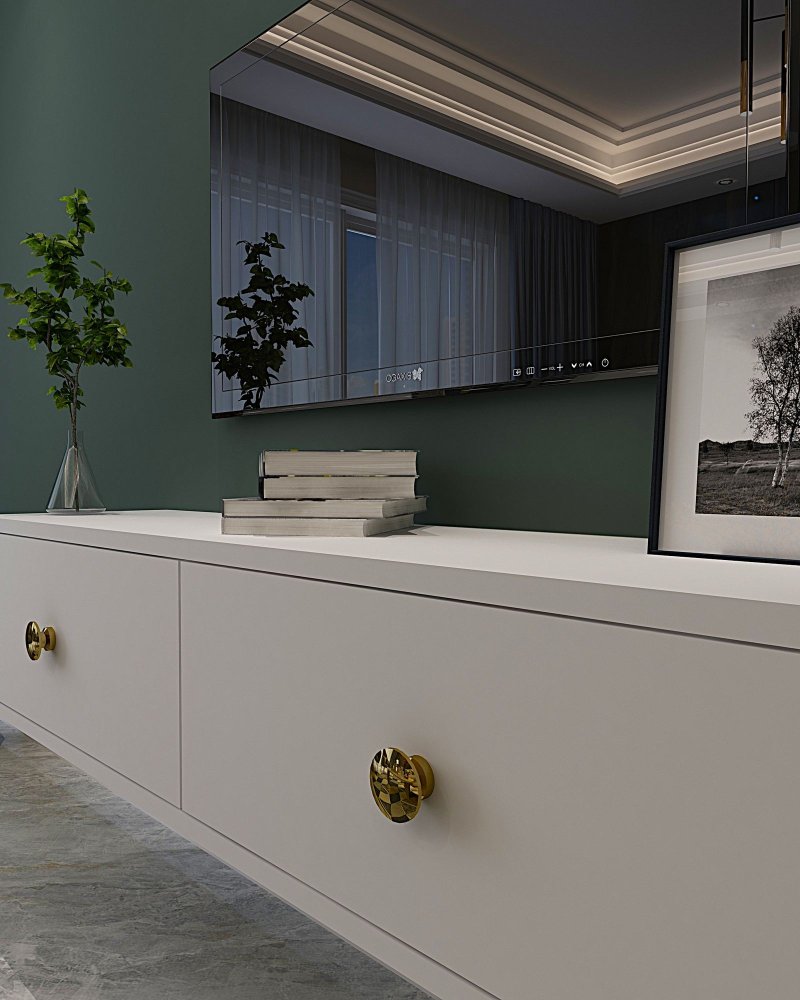 TV stolek Zuzu 120 - White, Gold (obrázek 5)