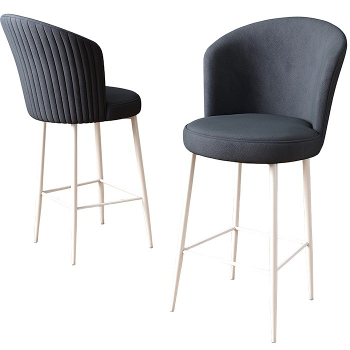 Bar Stool Set (2 Pieces) Fora - Anthracite, White (obrázek 4)