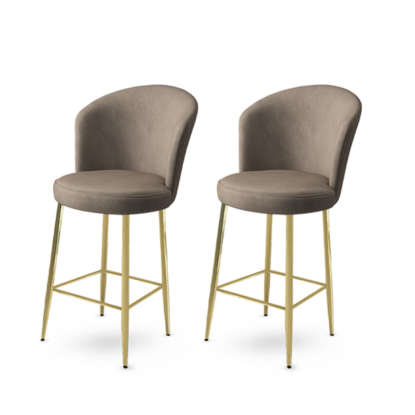 Bar Stool Set (2 Pieces) Alte - Cappuccino, Gold