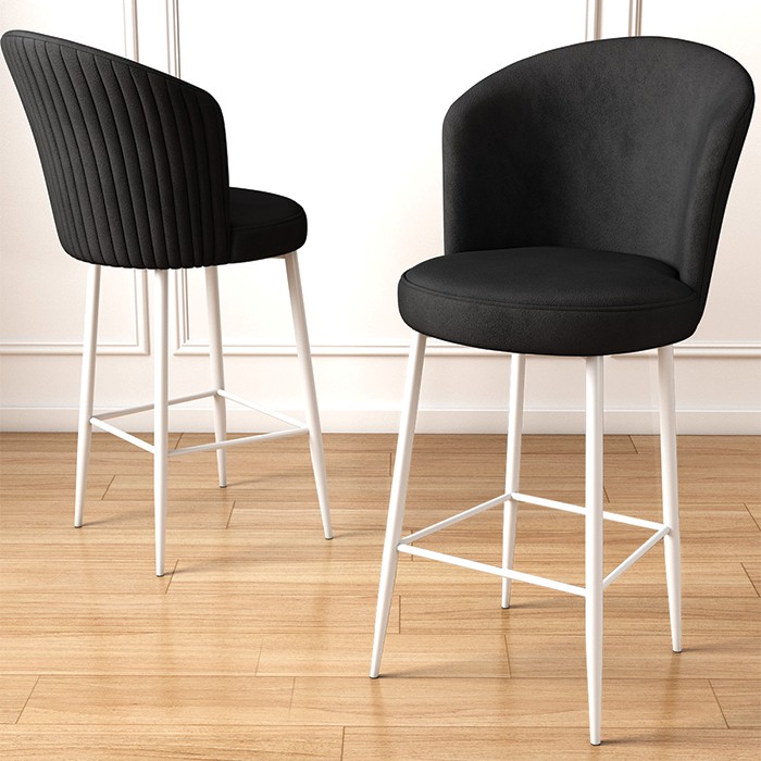 Bar Stool Set (6 Pieces) Fora - Black, White
