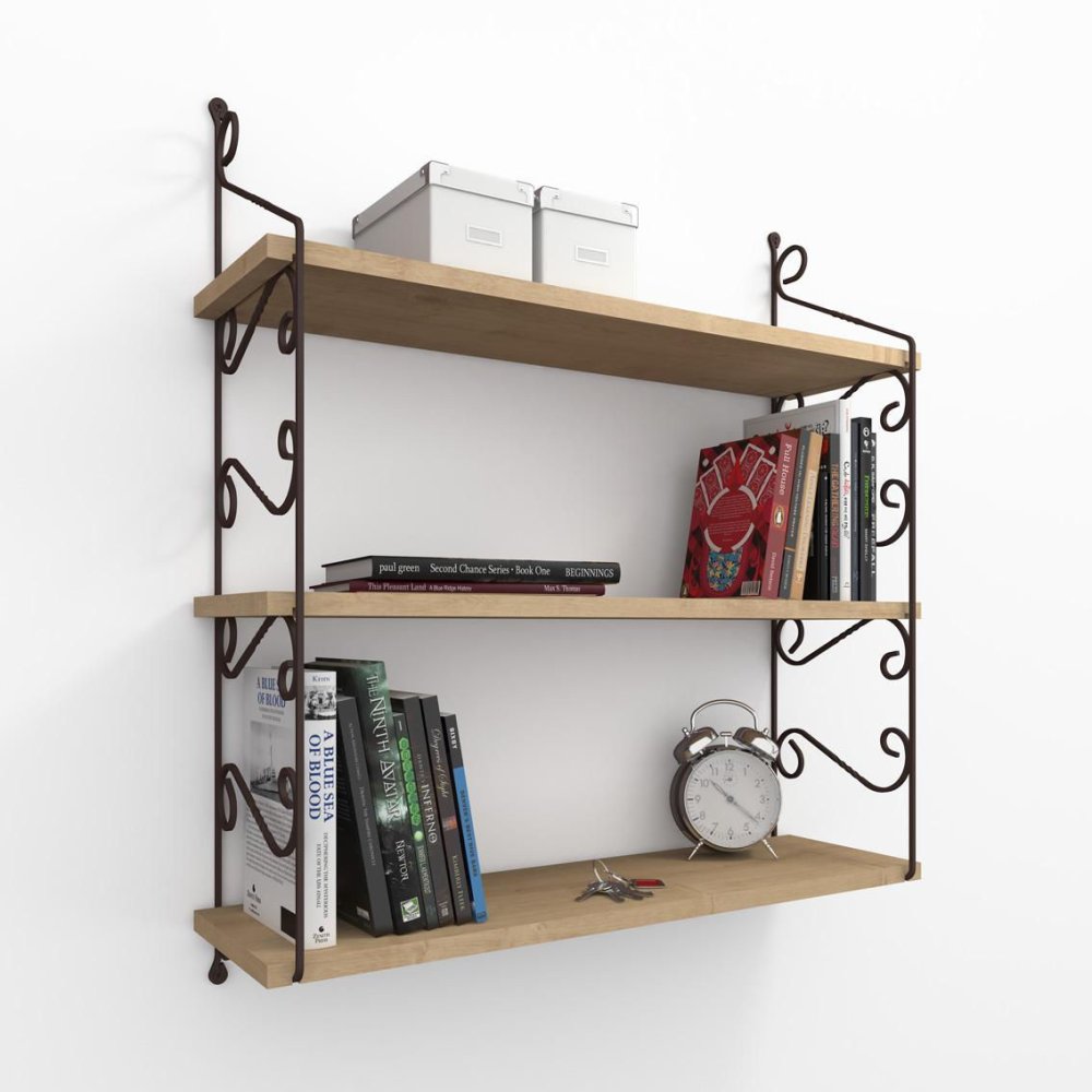 Nástenná polica Seramoni 3'lü - Oak