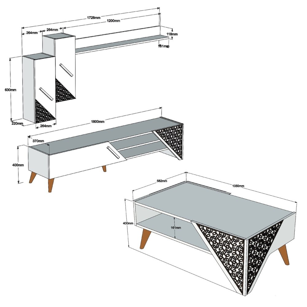 Living Room Furniture Set Beril - White (obrázek 3)