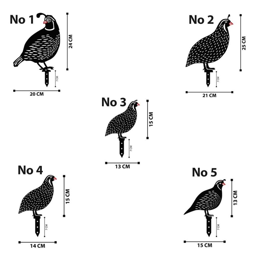 Sada dekorativních kovových doplňků na zahradu Quails (obrázek 3)