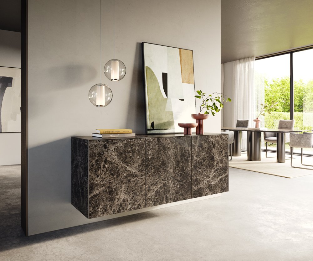 Komoda Cuor 150 cm keramika emperador extra leštená tmavohnedá 3