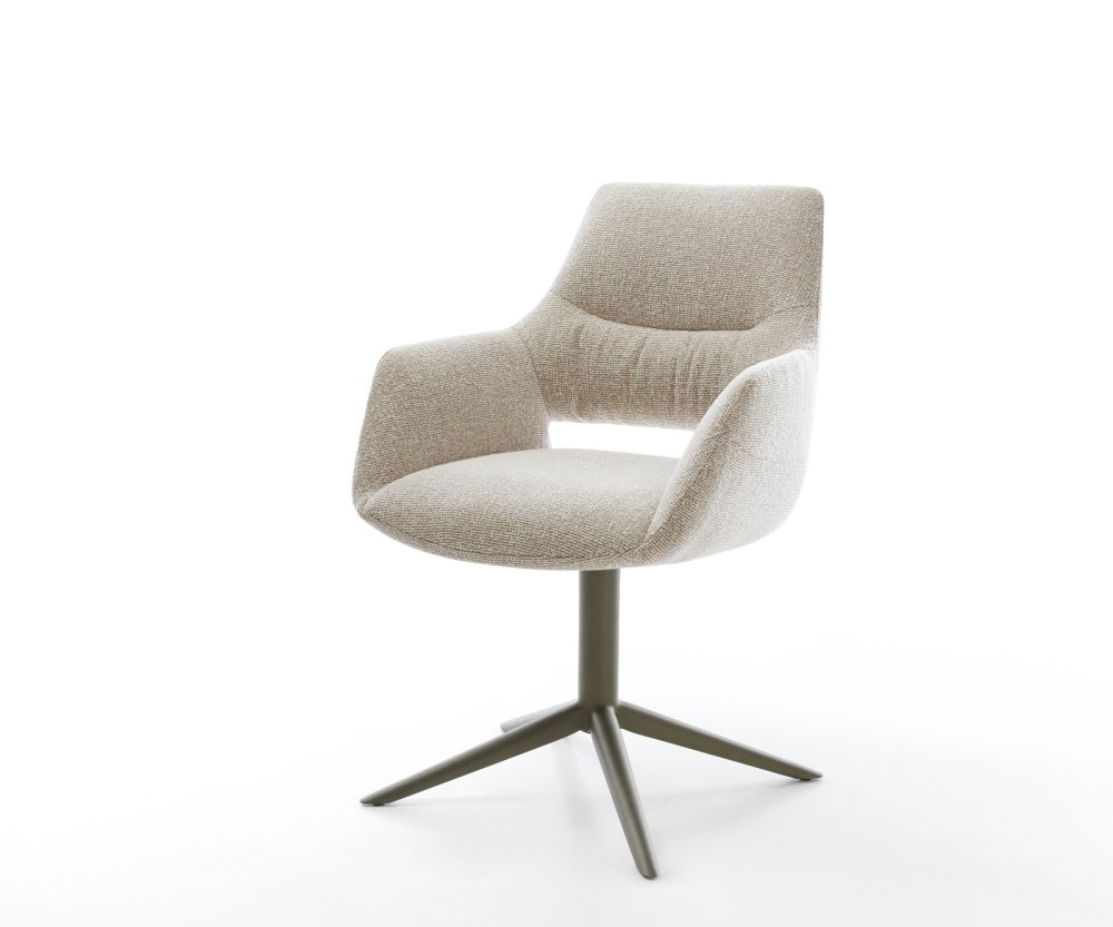 Jedálenská stolička Yago-Flex s opierkami tkanina mäkká béžová krížová