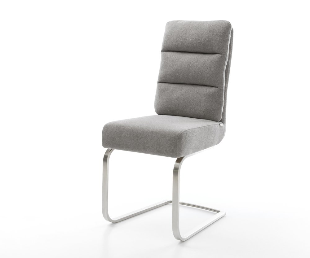 Konzolová jedálenská stolička Pela-Flex štruktúrovaná látka mäkká sivá