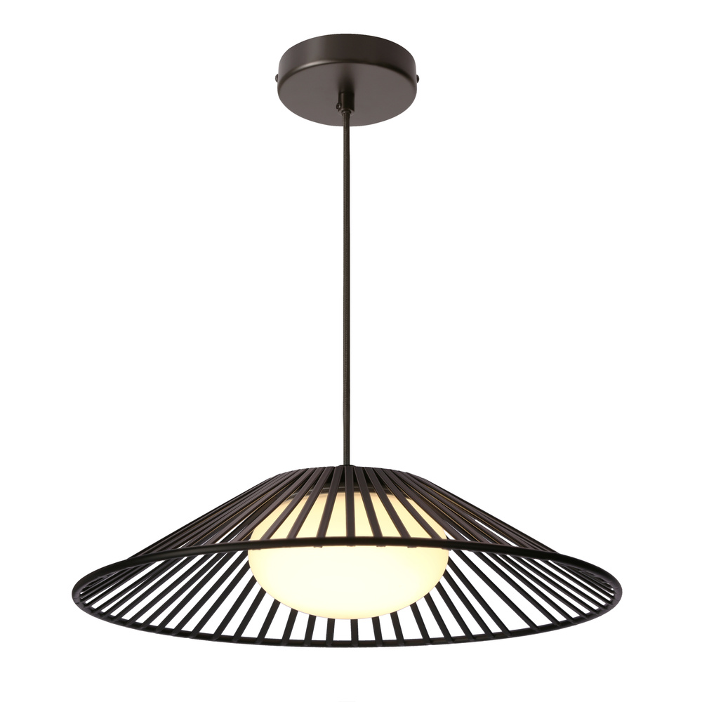 Lampa wisząca Sonte 50 czarna z białym szklanym kloszem nad stół
