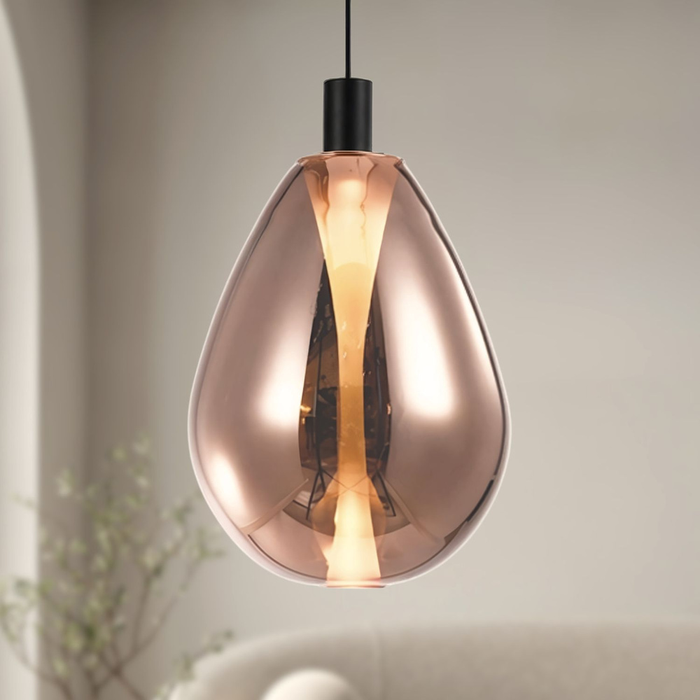 Levně Lampa wisząca Denso 30 szklana kula miedziana do jadalni nad stół