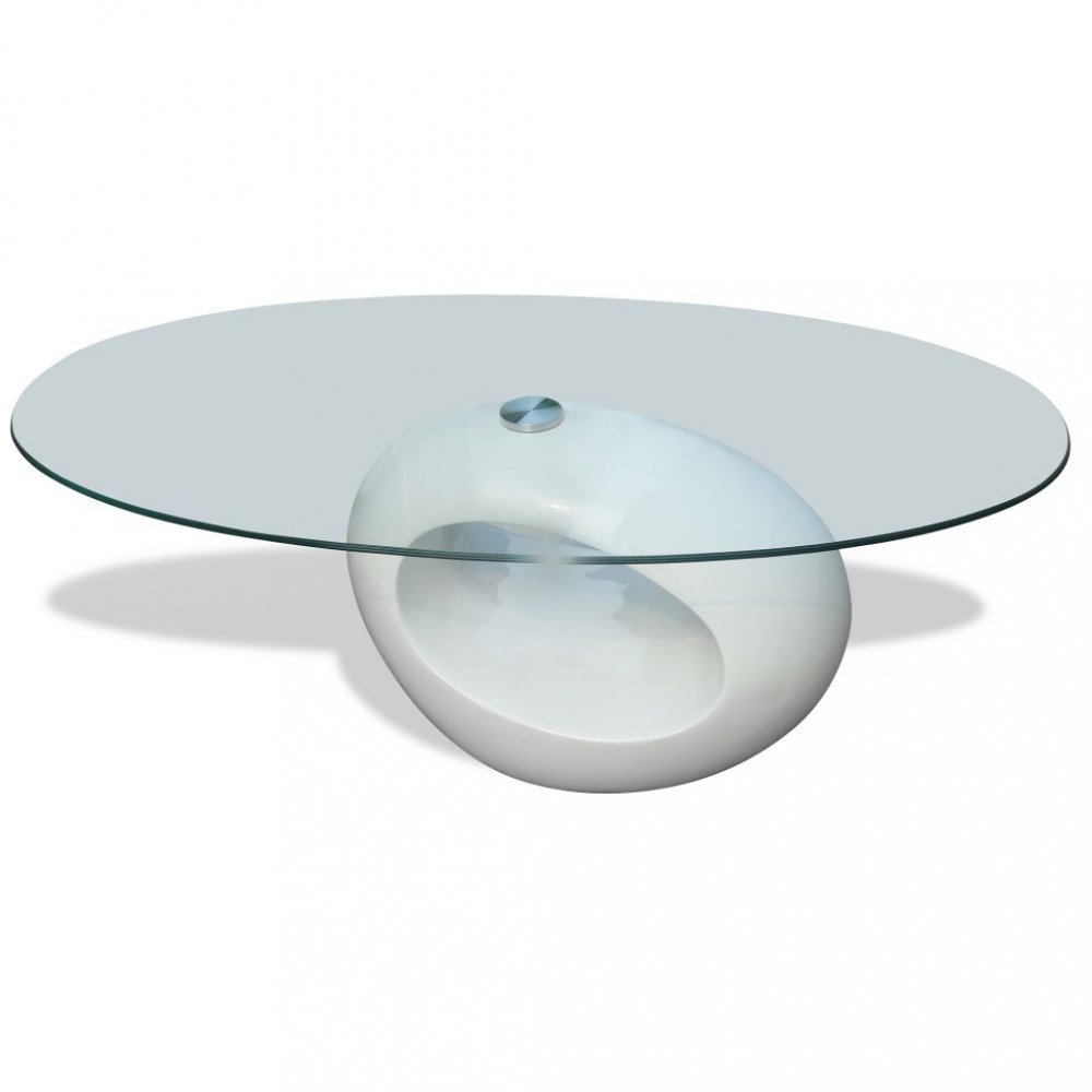 Konferenční stolek lamino / sklo Dekorhome Bílá lesk