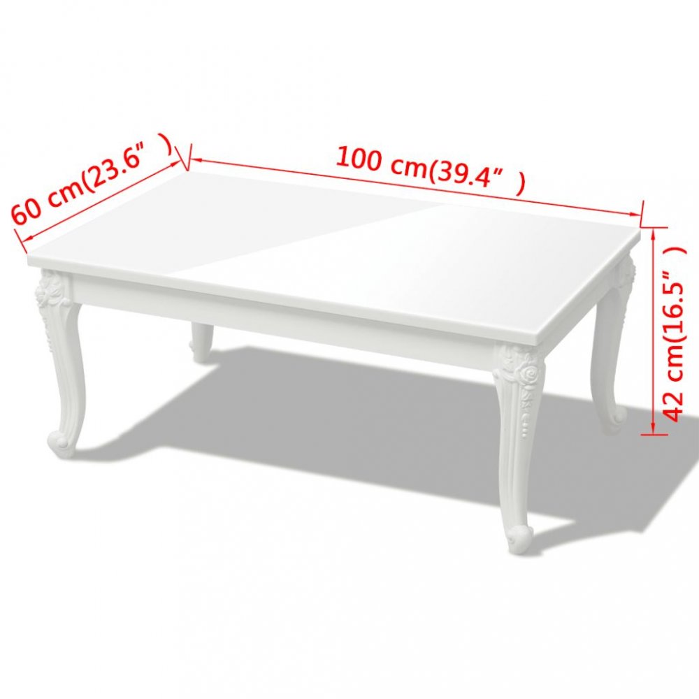 Konferenční stolek bílá vysoký lesk Dekorhome 100x60x42 cm