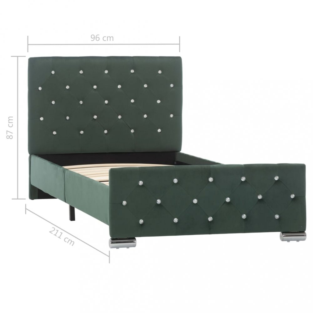 Postel tmavě zelený samet Dekorhome 90x200 cm