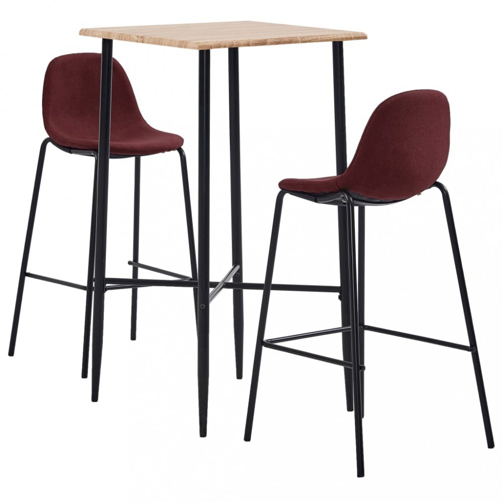 Barový set 3ks textil Dekorhome Vínová