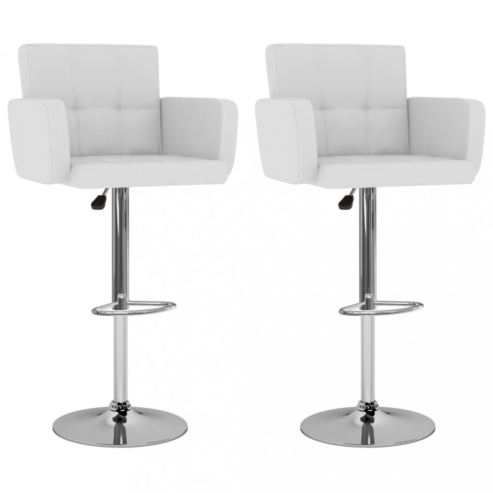 E-shop Barové židle 2 ks umělá kůže / kov  Bílá,Barové židle 2 ks umělá kůže / kov  Bílá