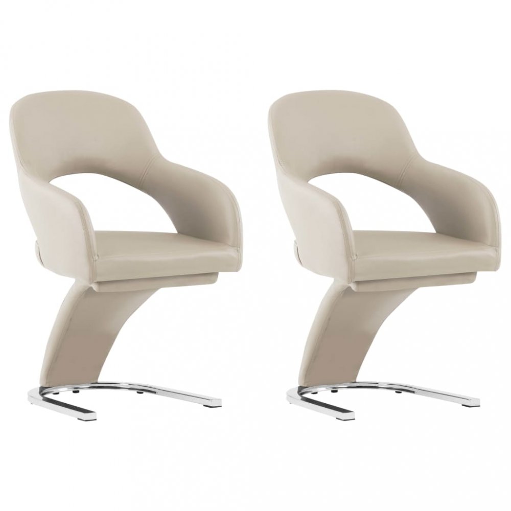 E-shop Jídelní židle 2 ks umělá kůže / chrom  Cappuccino,Jídelní židle 2 ks umělá kůže / chrom  Cappuccino