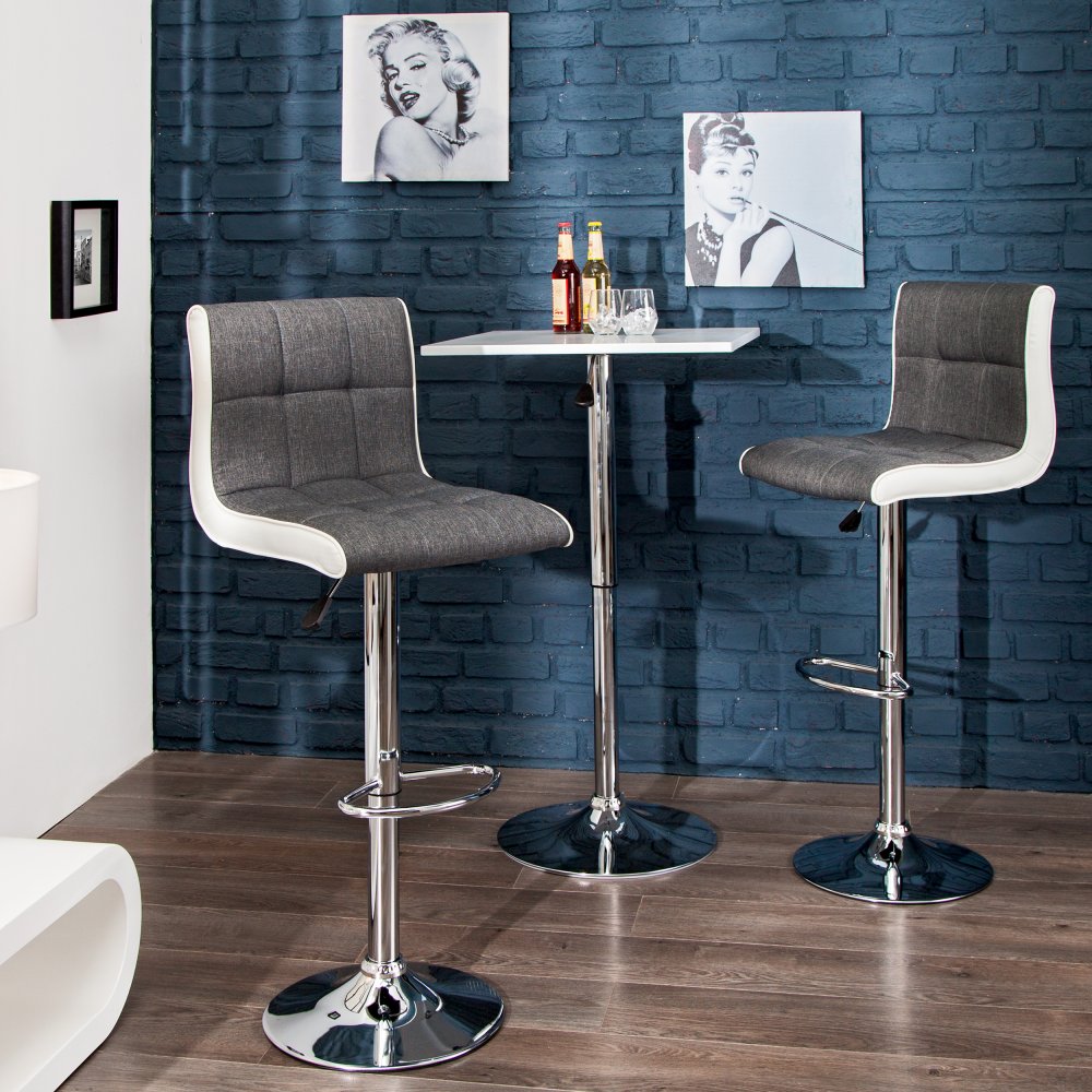E-shop Barová židle 2 ks ATROPOS  Bílá / šedá,Barová židle 2 ks ATROPOS  Bílá / šedá