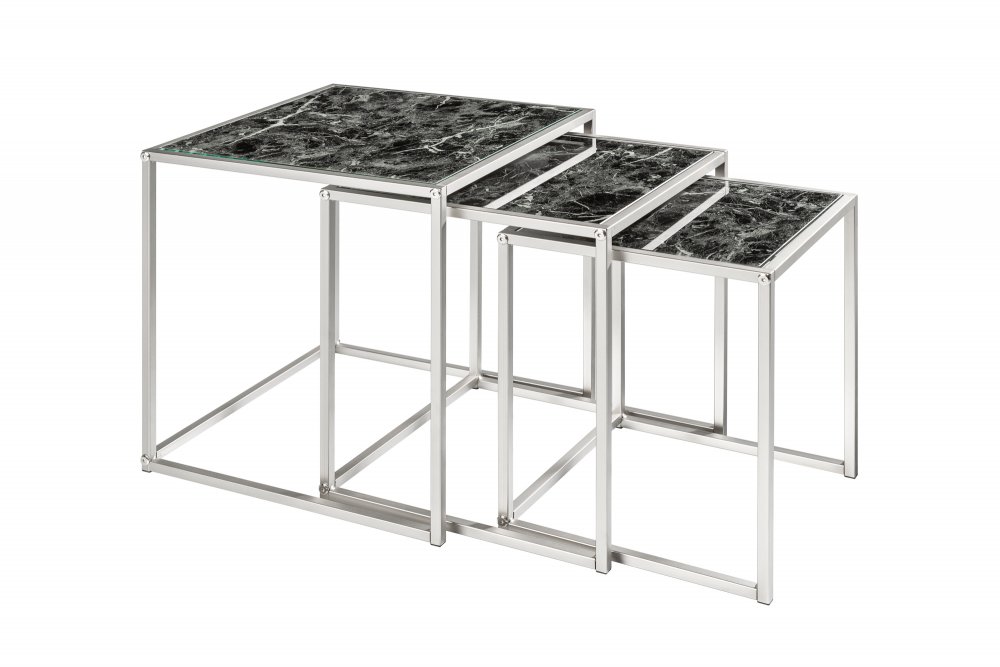 Odkládací stolek 3 ks GAIA sklo Dekorhome Antracit Obrázek