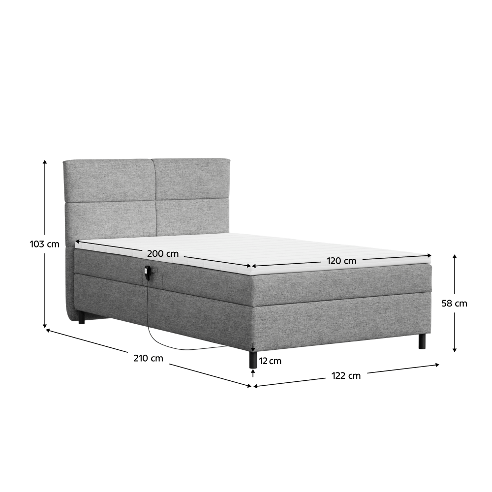 Elektrická polohovací boxspringová postel BONNIE 120 x 200 cm Obrázek